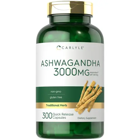 Carlyle Ashwagandha Supplement 3000mg - 300 Capsules - Root Extract Supplement - Non-GMO, Gluten Free