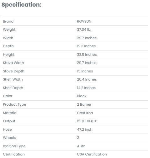 [TOP RATED - FLASH SALE] ROVSUN 2-Burner 150000 BTU Camping Propane Stove with Wheels