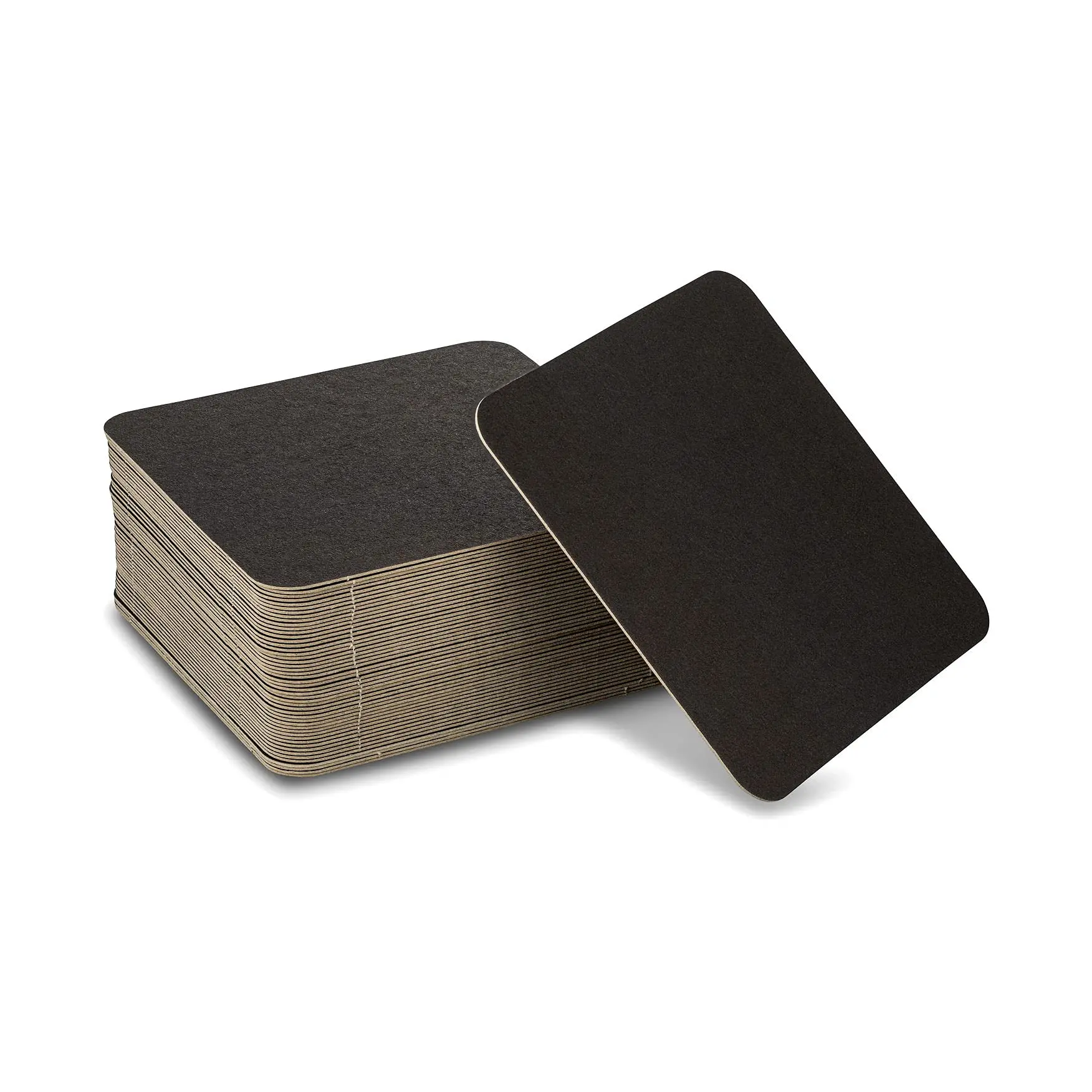 MT Products Black Drink Coasters 4" - Disposable Blank Paper Coasters - Pack of 50 Round Square