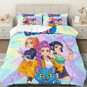 3PCS Duvet Cover Set, 1 Duvet+2 Pillowcases(Without filler),  Anime Fantasy Character Cute theme, Gift bedding set, Colorful Stylish Bedroom Dorm Decor Suitable for decoration Bedroom Dorm Room Apartment Living Room.