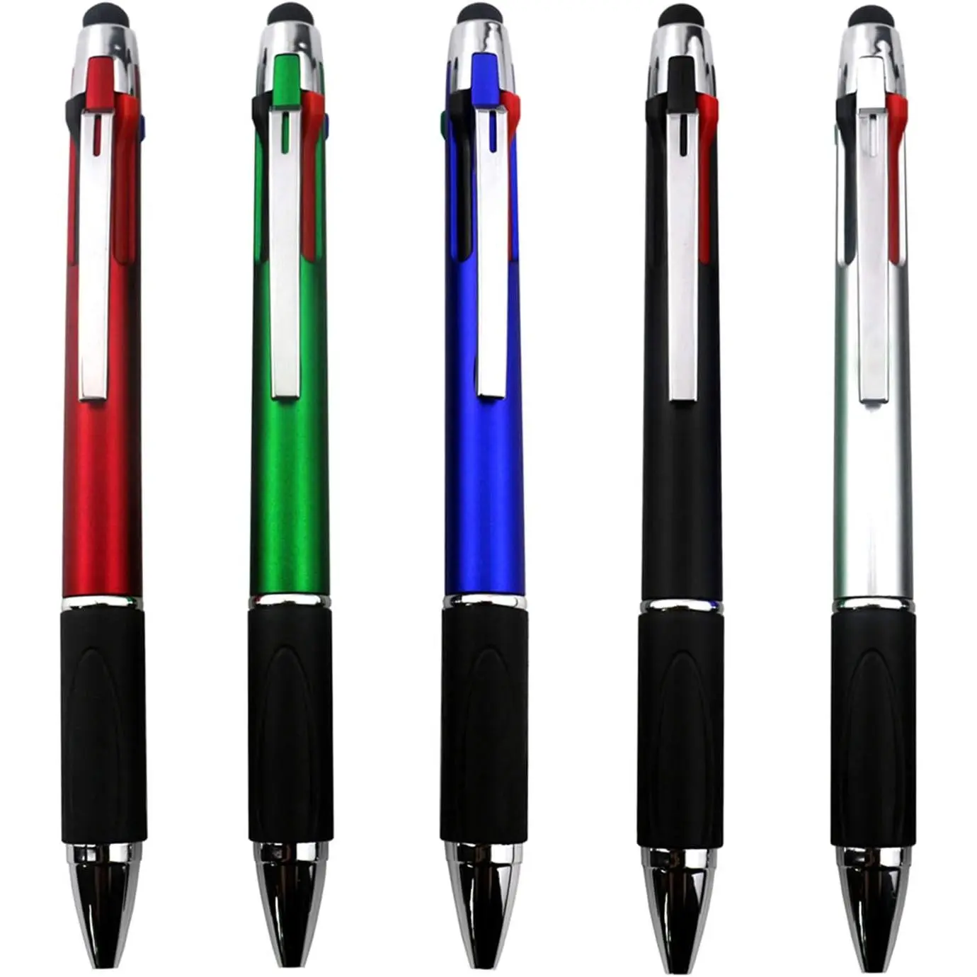 4-Color Ballpoint Pen Multi Colored Pens in One Medium Point (1.0mm) Touch Screen Stylus, 5-Count