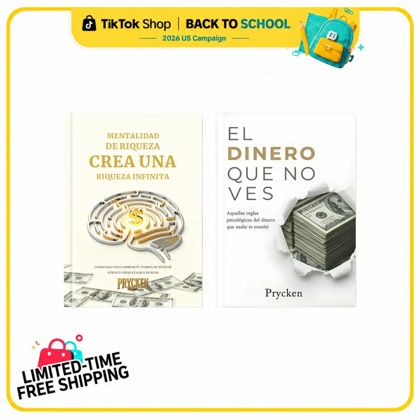 [Back To School]Prycken Pack Doble: Riqueza Mental + Psicología del Dinero | Doble Pack para Mejorar tus Decisiones Financieras y Crear Ingresos.Spanish speakers, ideal for personal growth enthusiasts and gift giving.Limited-Time Shipping Included