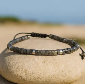 Premium Black Labradorite Bracelet Dainty Protection Women Men Jewelry Xmas Gift