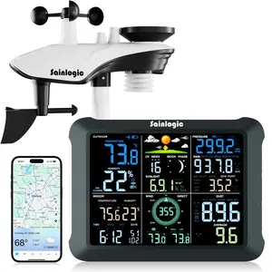 Sainlogic WiFi Smart Weather Station SA9 with 24H/ 7Days Accurate Weather Forecast by Weatherseed AI, 8.5" Large Display,UV,Sun Light,Rain Gauge,Wind Gauge,2-Year Data Storage & Export