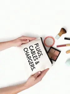 Travel Cosmetic and Charger Storage Bag, Canvas Charging Cable Organizer, Electronics Tool Pouch, Travel Accessories, Zipper Pouches, Ideal Gift for Family and Friends