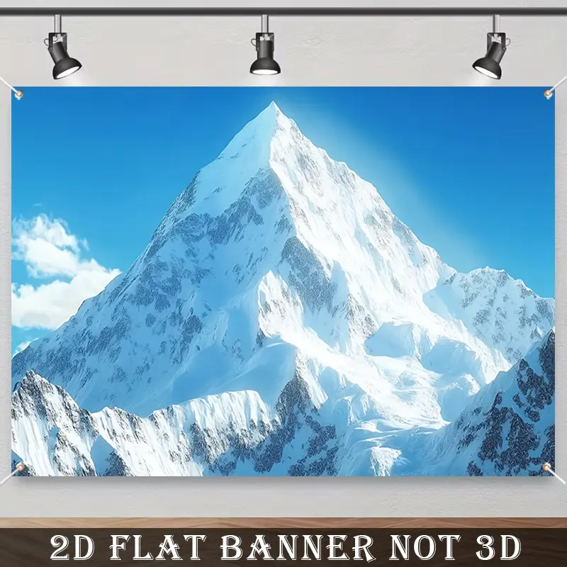 2D Banner, 1pc Snow Mountain Photography Backdrop, Wall Hanging Backdrop - Winter Everest Peaks of Nepal National Park, Polyester, Ideal for Ski Adventure, Birthday Photoshoots, Party Banner Background Cloth, Winter Wonderland Decorations