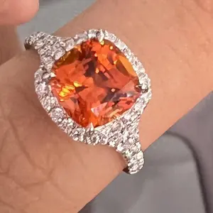 9k labgrown 🍊 sapphire ring 2.99g S3.17ct lf4338
