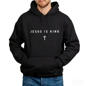 Jesus is King Graphic Hoodie – Inspirational Faith-Based Pullover, Christian Cross Hoodie for Men & Women