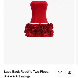 Rosette Dress - Lace Back Rosette Two Piece in Red Color as Shown