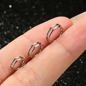 OUFER 20G Plain Finish Double Hoop Nose Piercing Rings - 316L Stainless Steel, Hypoallergenic, Durable, Basic Look Everyday Wear Hinged Segment Nostril Jewelry with 6mm-8mm Inner Diameters