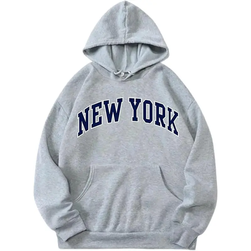 Men's Women's New York Graphic Hoodies Fleece Oversized Sweatshirt Long Sleeve Sweaters With Pocket
