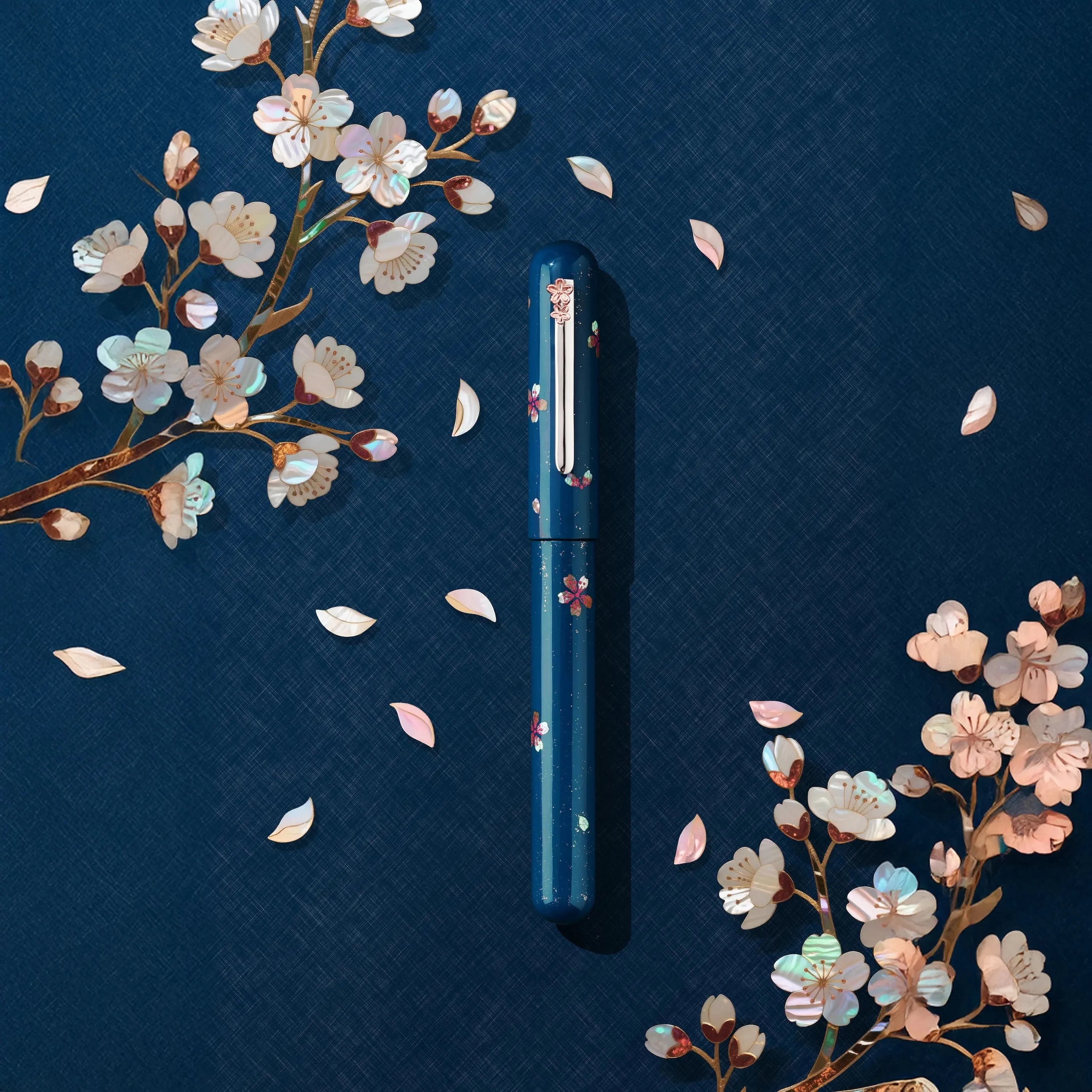 Nahvalur Ikkaku Cherry Blossom Urushi Fountain Pen 14k Nib