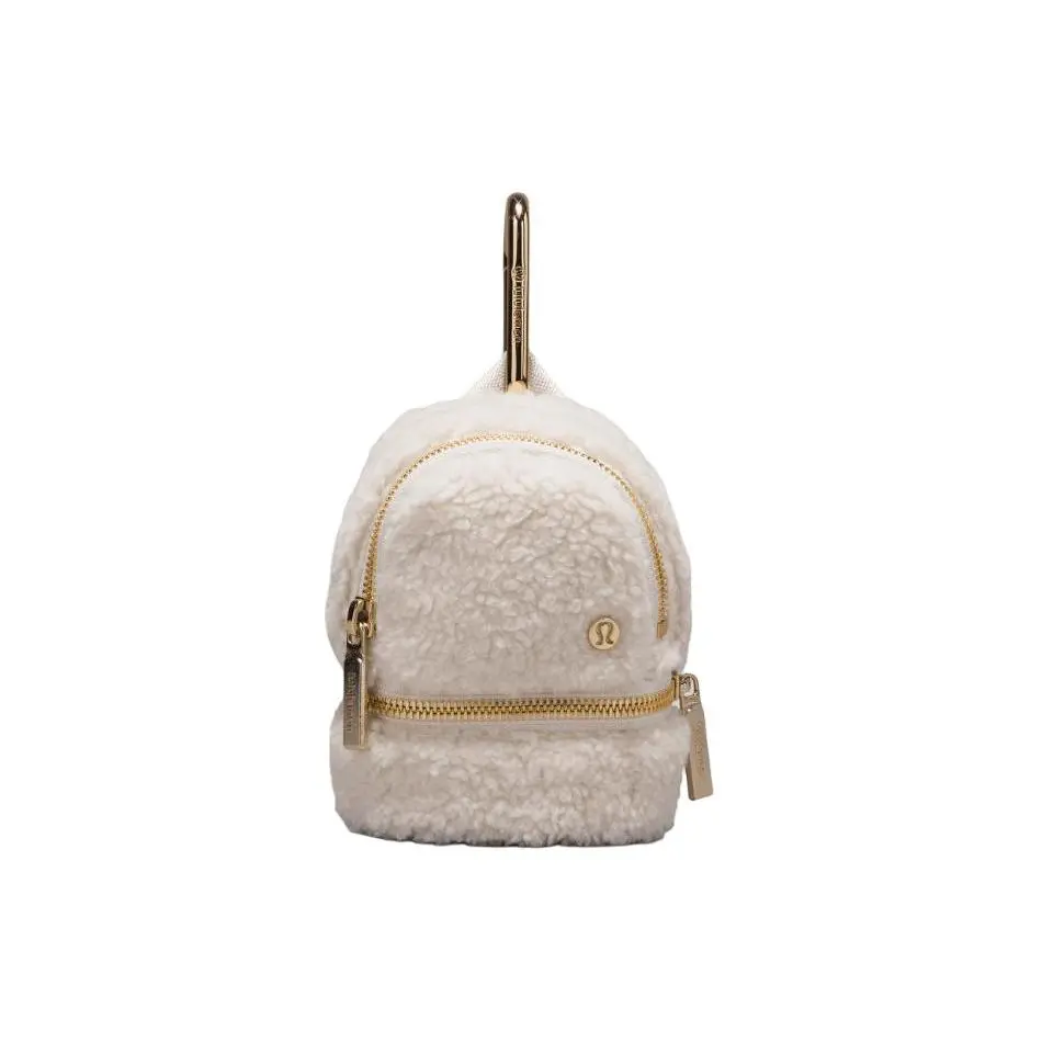 Lululemon City Adventurer Fleece-Lined Nano Pouch for Women, White Opal and Gold, Adjustable Crossbody Purses