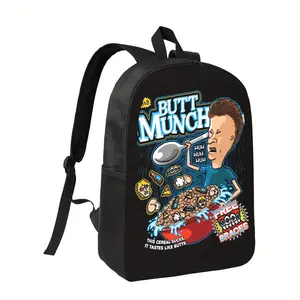 Beavis & Butthead Inspired Men'S Backpack - Lightweight Durable Polyester, Adjustable Shoulder Straps, Zipper Closure, Cartoon Design for Daily Commute & Casual Use, Casual Daypack |   Playful Design |   Zipper Closure Backpack