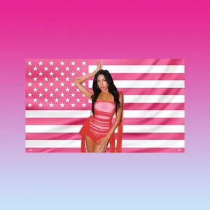 Lara Raj Pink USA Flag – KATSEYE Inspired K-Pop Tapestry, Aesthetic Idol Room Decor, Pink Fan Banner