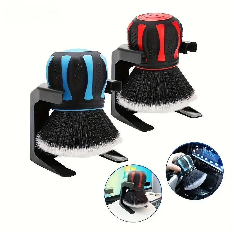 Multi Purpose Wash Set Ultra Soft Bristle Curved Ball Brush pink Car Detailing Brush, XL Large Curved Ball Brush with Stand, Car Interior Dust Removal air Brush Universal for Covering Large Areas Inside and Outside Vehicles Wheel and Interior Cleaning Kit