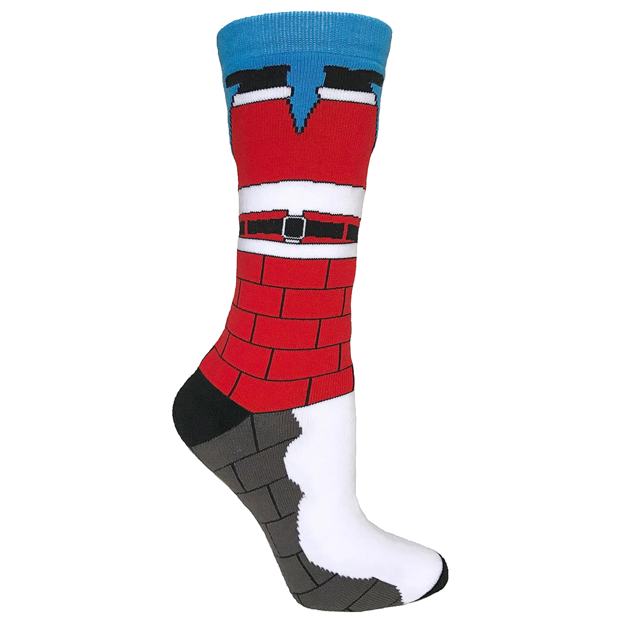 Santa Stuck In The Chimney Funny Christmas Socks - Unisex Adult, 85% Cotton & 15% Nylon, One Size Fits Most, High Crew Fit, Comfortable & Warm for all