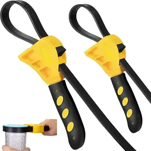 2-Pack Adjustable Rubber Strap Wrench Set – 25.20" & 20.48" Heavy-Duty Strap Wrench for Oil Filter, Jar Opener, Water Filter, Plumbing, Sink, Faucet – Non-Slip Multipurpose Wrench Tool