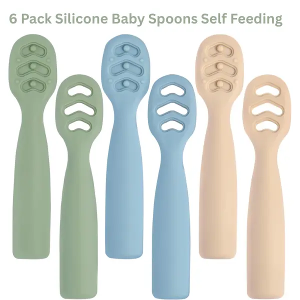 6 Pack Silicone Baby Spoons Self Feeding BPA Free Soft Tip Baby Led Weaning Utensils Summer Gift Birthday Gift