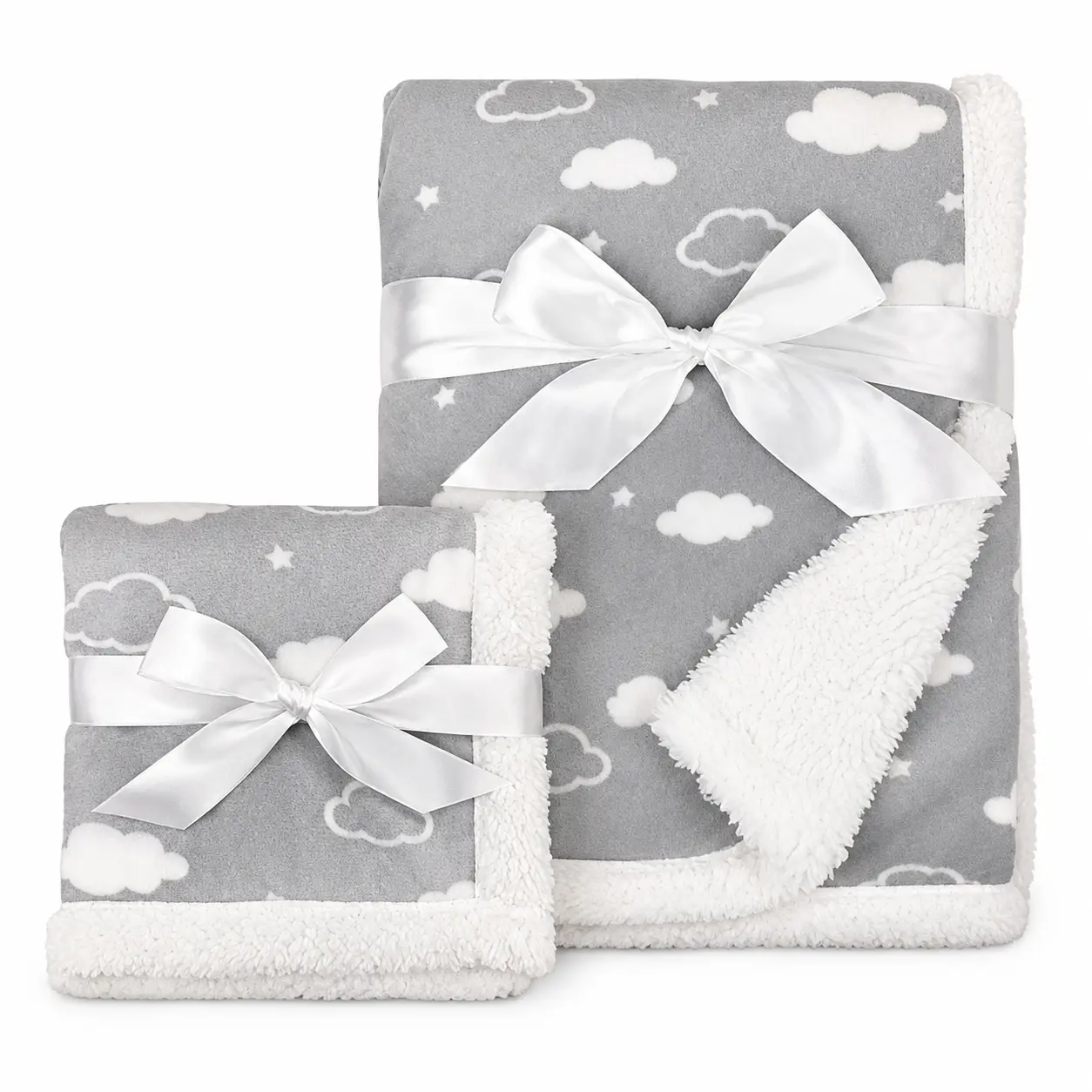 American Baby Heavenly Soft Chenille Sherpa 2-Piece Blanket Set – 30" x 35" Blanket & 14" x 14" Mini Blanket