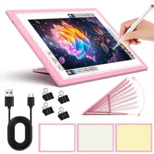 A3 Light Board comzler 6 Levels Stepless Dimmable LED Copy Board with Type-C Cable for Diamond Painting Weeding Vinyl Sketching Animation Ultra-Thin 6500K Brightness Magnetic Clip Pen Holder