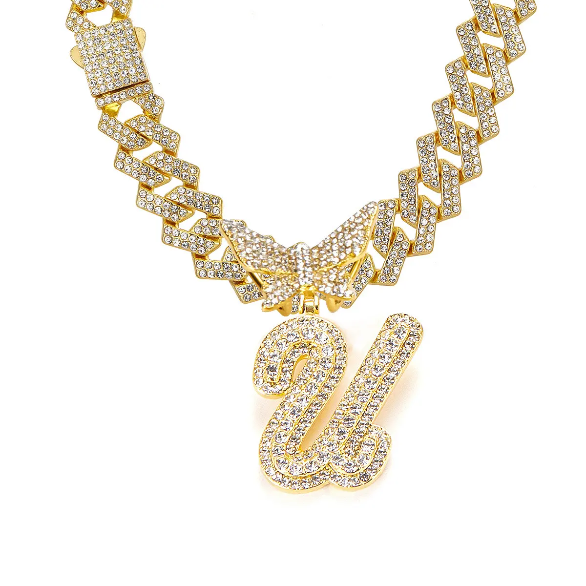 Gold letter necklace U