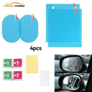 Hnyton 4 Pcs Car Rearview Mirror Film, 2 Pcs Suction Cup Car Convex Blind Spot Mirror, Waterproof Mirror Film Anti Fog HD Clear Nano Coating Car Film for Car Mirrors and Side Windows