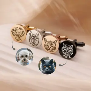 Pet Portrait Cufflinks for Groomsmen Personalized Keepsake Gifts, Groomsmen Cufflinks, Wedding Accessories, Memorial Cuff Links