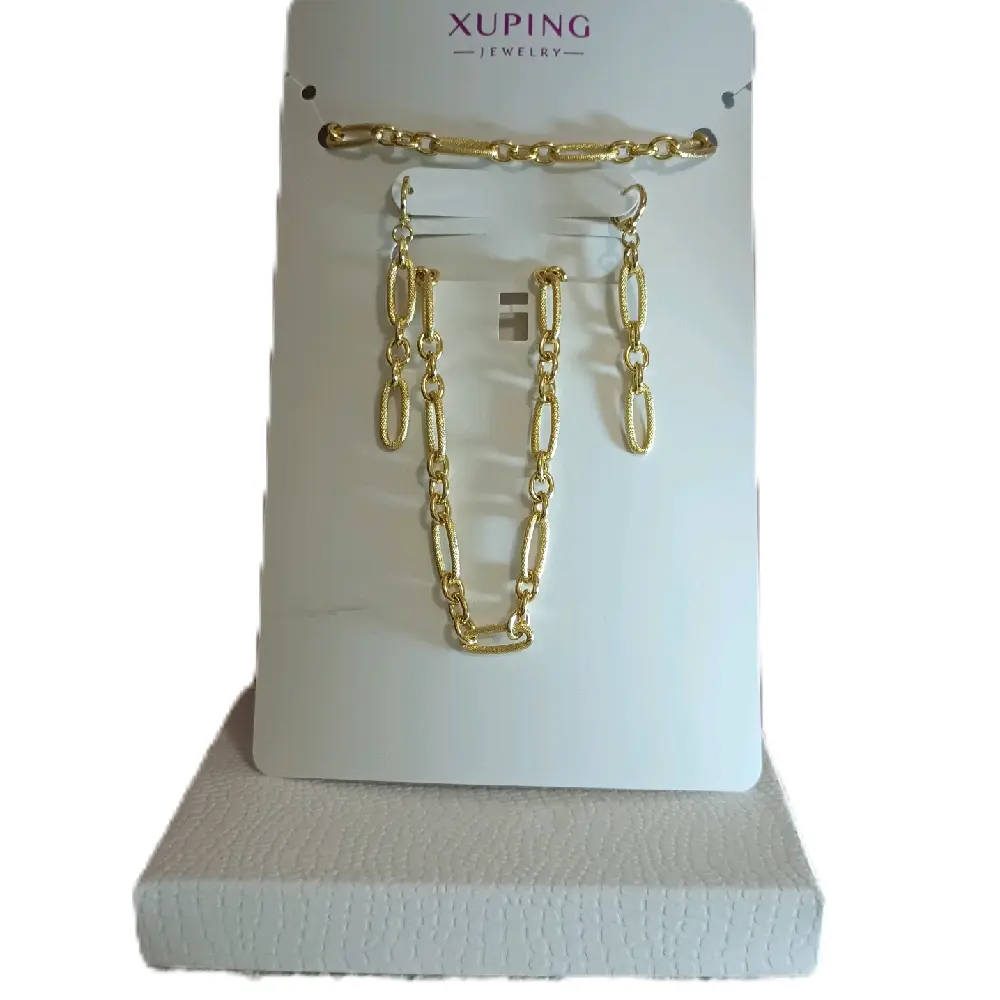 Xuping Jewelry 14k Gold Plated 16inch Necklace with Extender for 18inch Set Includes 8inch Bracelet and Earrings