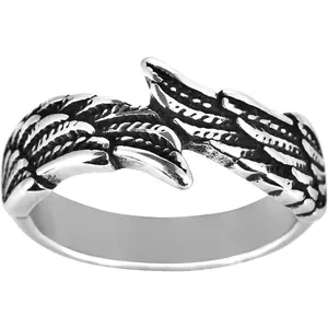 Silver Vintage Angel Wing Ring Stainless Steel Feather Band Rings Jewelry for Women&Men Size 7-11