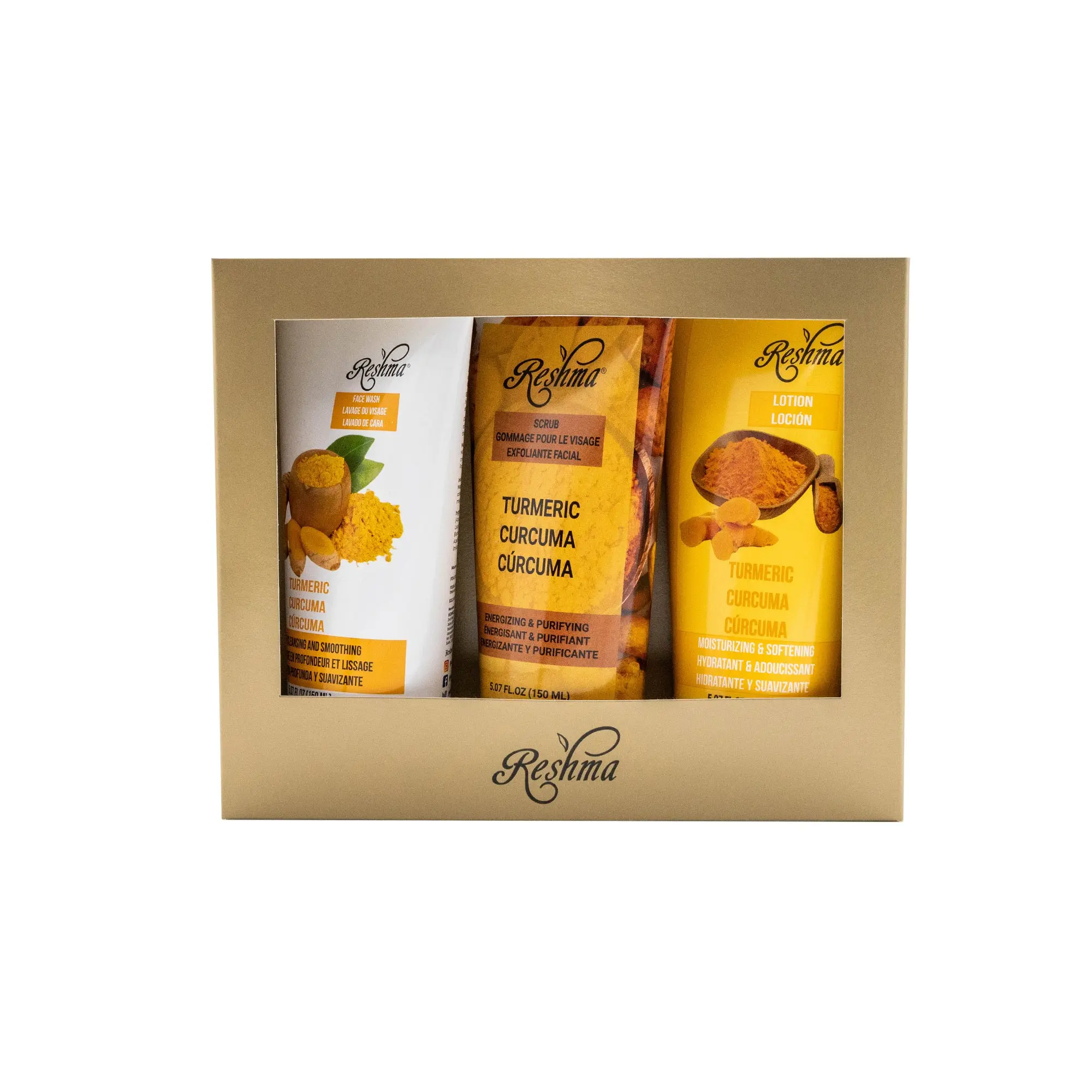 Reshma Beauty Turmeric Gold Gift Set- Face Wash, Scrub & Lotion-Hydrate Set Gift Skincare Skin Repair