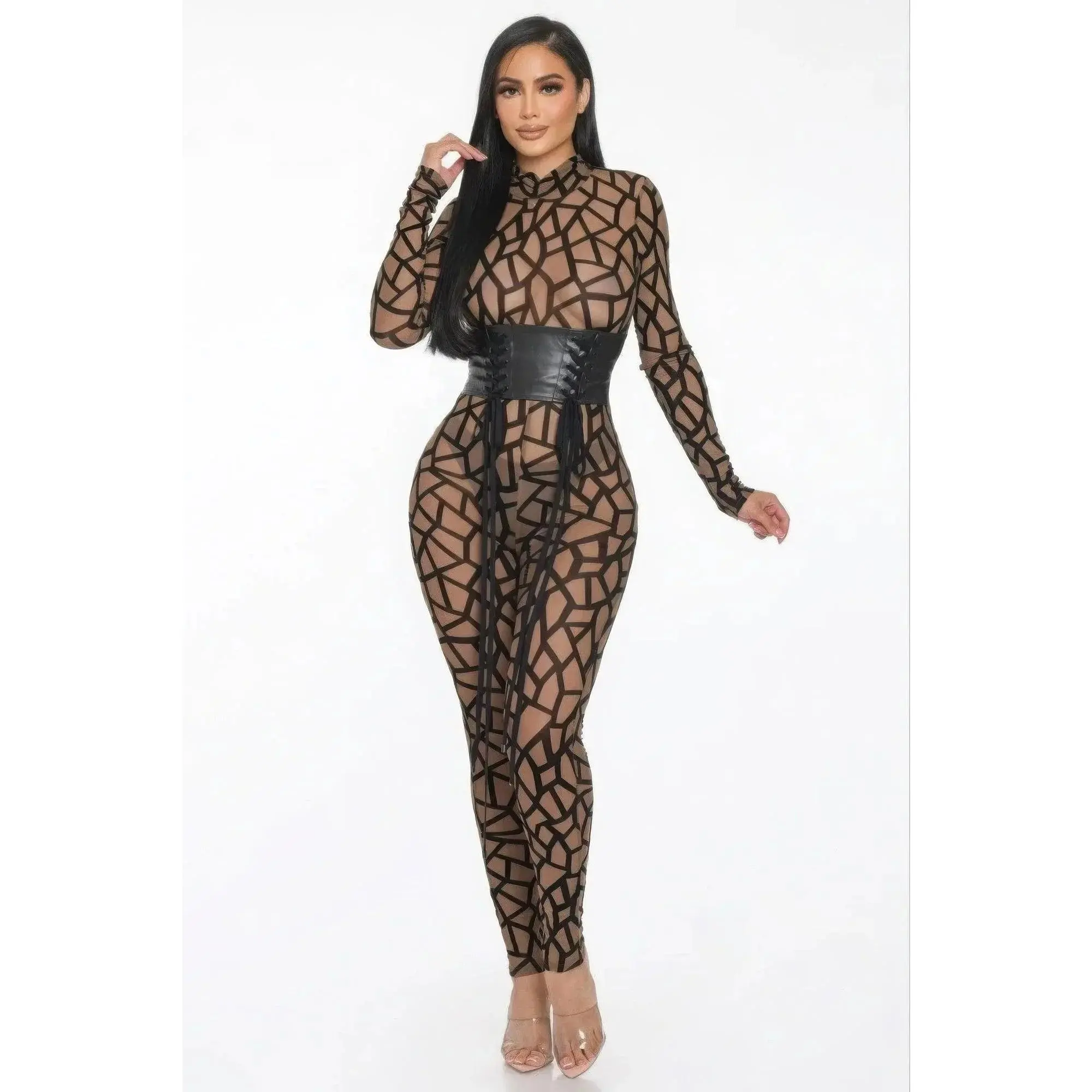 Geometric Printed Jersey Jumpsuit