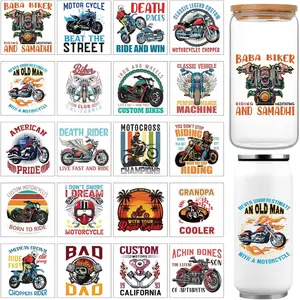 UV DTF Cup Wrap  20 Sheets Motocross Rub on Transfers for Crafting UV DTF Cup Wraps for 16 OZ Motorcycles Cup Wrap Transfer Stickers for Glass Laptop Moto  Crafts