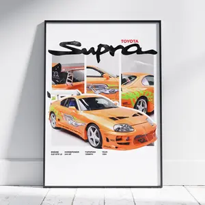 F and F Toyota Supra MK4 Wall Art - Paul Walker Fan Gift - High-Quality Standard Poster - Durable 110 gsm Paper - Ideal for Dorms, Bedrooms & Home Offices