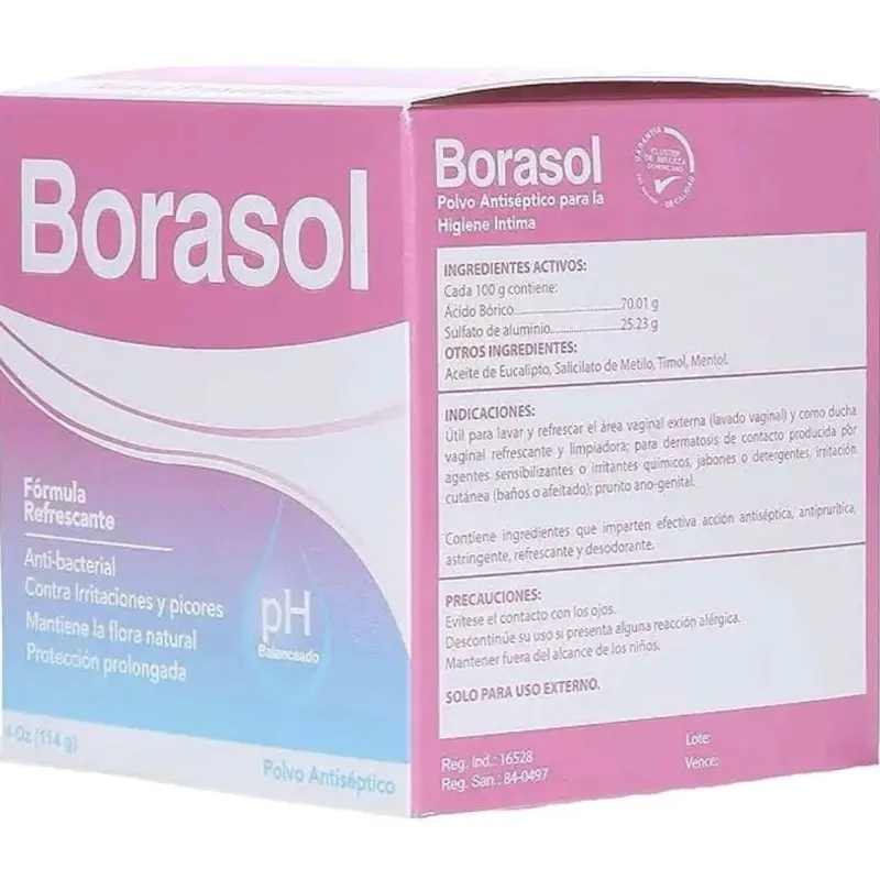 Borasol Femine Wash Anti-Bacterial Powder for Intimate Hygiene with Baking Soda & Sulfate of Aluminum Daily Cleansing Formula Refreshing pH Balanced Gentle Cleanser