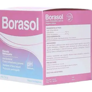 Borasol Femine Wash Anti-Bacterial Powder for Intimate Hygiene with Baking Soda & Sulfate of Aluminum Daily Cleansing Formula Refreshing pH Balanced Gentle Cleanser