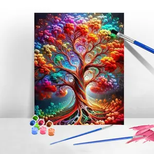 Tree Scenery Oil Paint Number Kit for Adults, 1 Set Painting by Number Kit with Tools, DIY Painting Supplies, Hobbies and Crafts for Adults, Home Decor