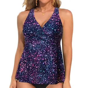 Tempt Me Women Tankini Top Only Flowy Swim Tops V Neck Bathing Suit Top