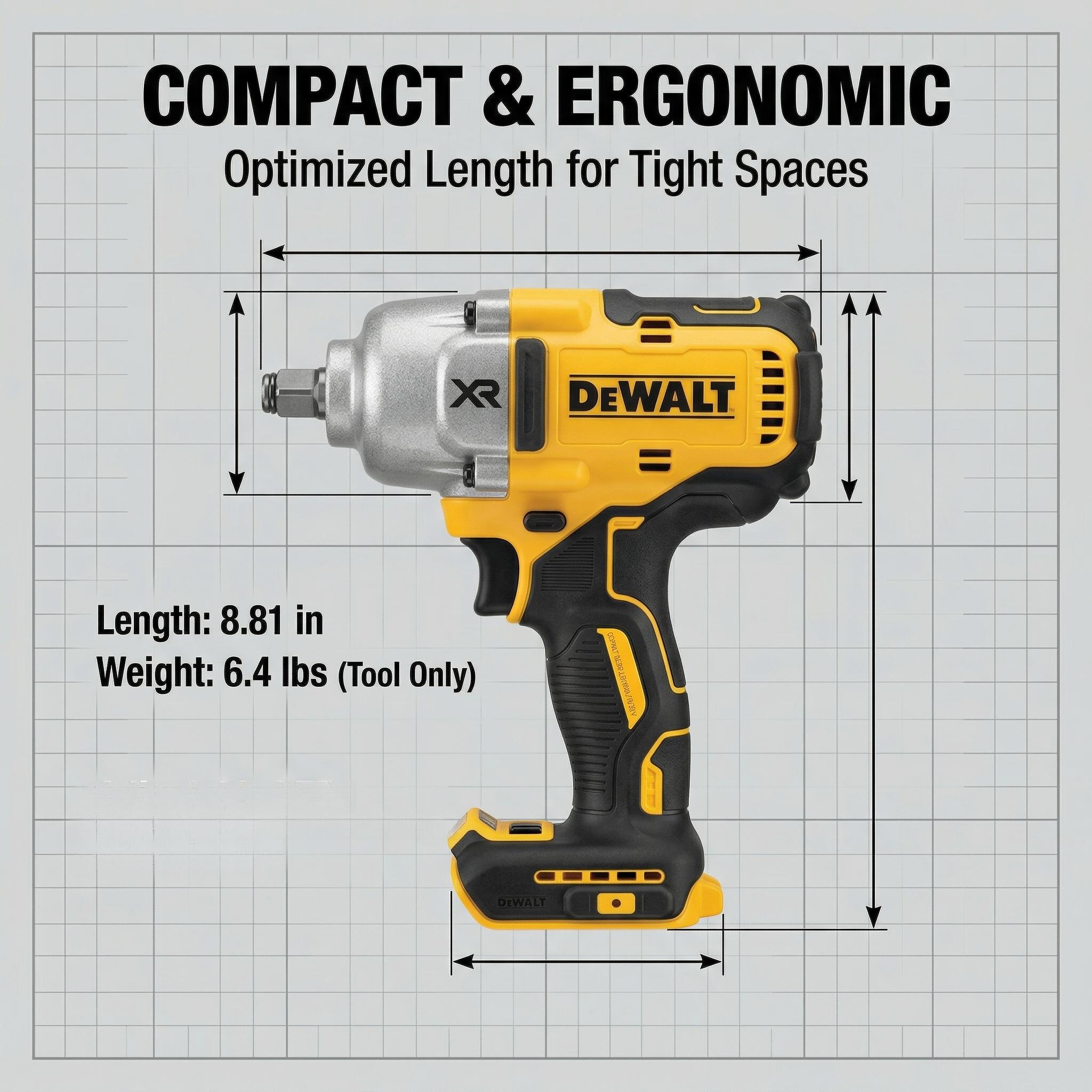 DEWALT DCF900 20V XR Cordless High Torque Impact Wrench 1/2-Inch Hog Ring Anvil 1898Nm Breakaway Torque Brushless Motor for Heavy Truck Repair Structural Steel and Agriculture Equipment Main