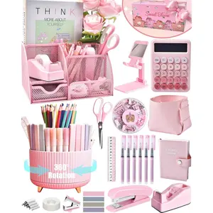 Desk Organizers and Accessories With Mesh Desk Organizer and 360?Rotating Pen Holder and a Lot of Office  Office Supplies Beautifully Presented in a  Box