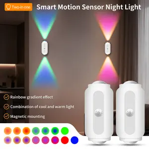 Rainbow Gradient Ambient Night Light Smart Sensor, Magnetic Mounting Perfect for Bedrooms, Courtyards, Staircases Birthday Gift, Christmas Present