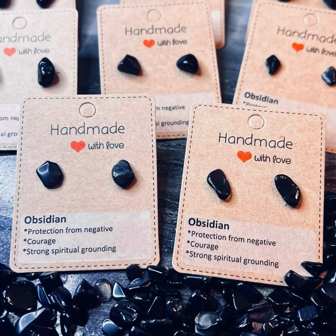 Black obsidian earrings