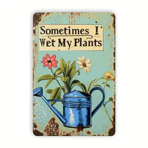 Rustic Vintage Garden Metal Sign Sometimes I Wet My Plants Decorative Wall Art 8x12 Inches Iron Material