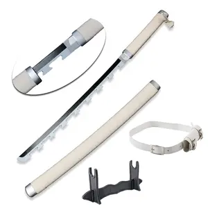 ELERVINO 31 inches Bamboo Wooden Demon Slayer Cosplay Sword Hashibira Inosuke Swords with White Belt & Holder Stand Display for Halloween Anime Role Playing Props Cosplay Collection Decoration Christmas Gift Birthday Decoration