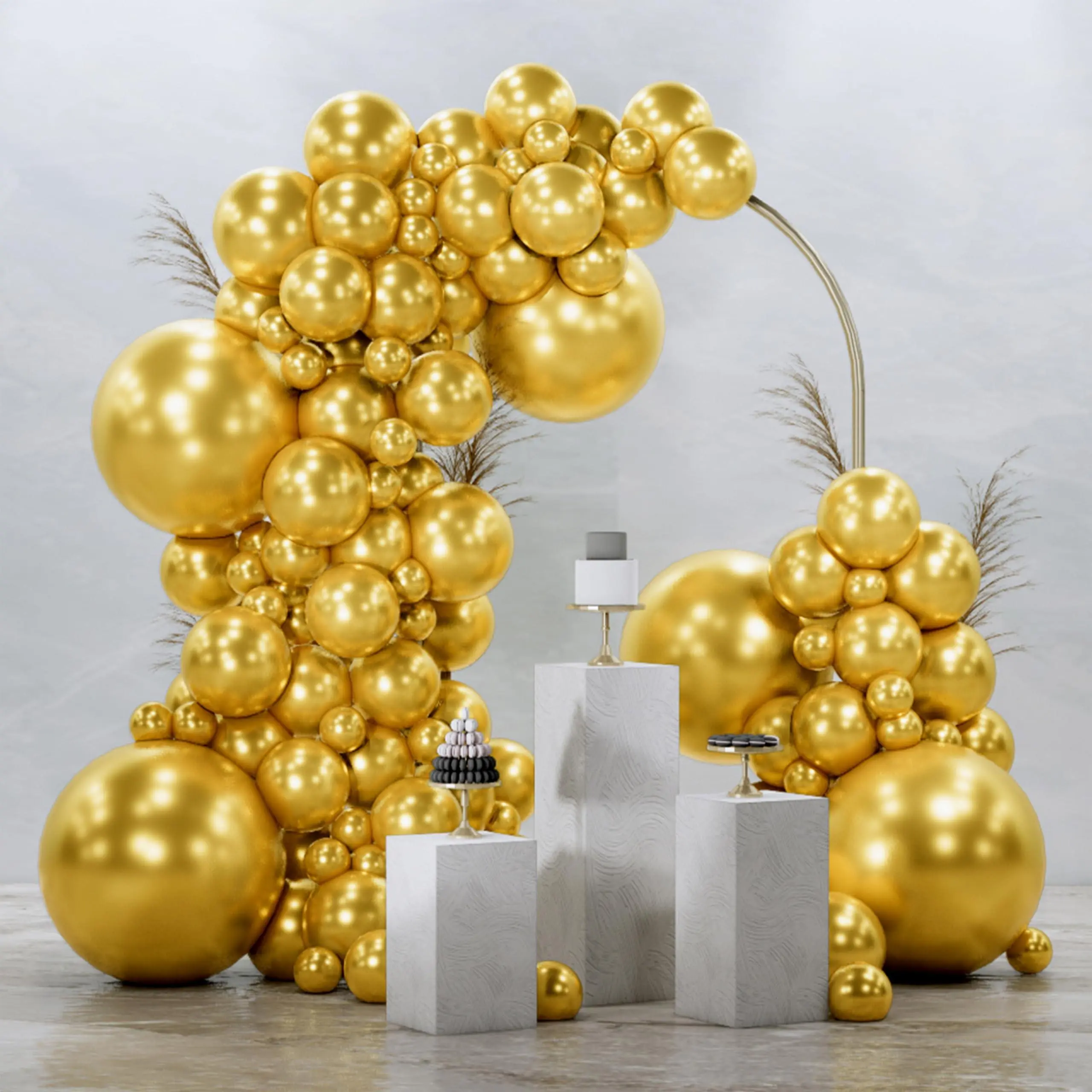 PartyWoo Metallic Thick Round Gold Balloon Pack, 145pcs Multi-Size (18in, 12in, 10in, 5in) for Birthday, Wedding, Baby Shower Festive & Party Decorations Gold-G101