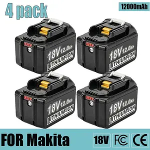 4 Packs Replacement for Makita 18V 12.0Ah Lithium ion Battery BL1860B Heavy Duty Battery Compatible with 18 Volt BL1890 BL1860 BL1850B BL1850 BL1840B BL1840 BL1830B BL1830 BL1815 BL1820 BL1820B For Makita Tools