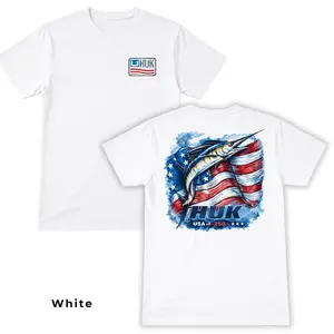 HUK Fishing USA 250th Anniversary T-Shirt, American Flag Marlin Graphic Tee, Patriotic Fishing Shirt, Fisherman Gift for Men