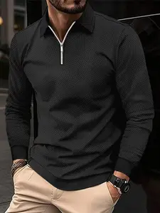 fall outfits Men's spring, autumn and winter semi-zipper lapel Long Sleeve knitted sweatshirt hoodie, with exquisite texture, skin-friendly and comfortable, suitable for gifting, daily casual wear and going out Menswear Knitwear