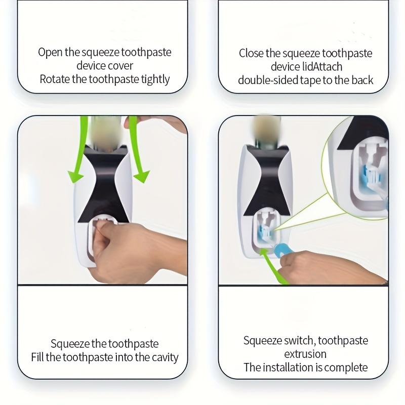 2pcs Set - Punch-Free Wall-Mounted Toothbrush Holder Set, Automatic Toothpaste Dispenser Toothpaste St