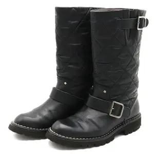 Pre-owned CHANEL Calfskin Small Leather Goods Matelasse Leather Boots